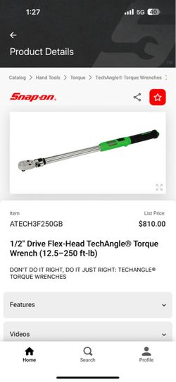Snap on torque wrench 12.5-250 lb