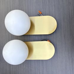 Pair of Brass Globe Wall Sconces – Modern Minimalist – Matching Set of 2