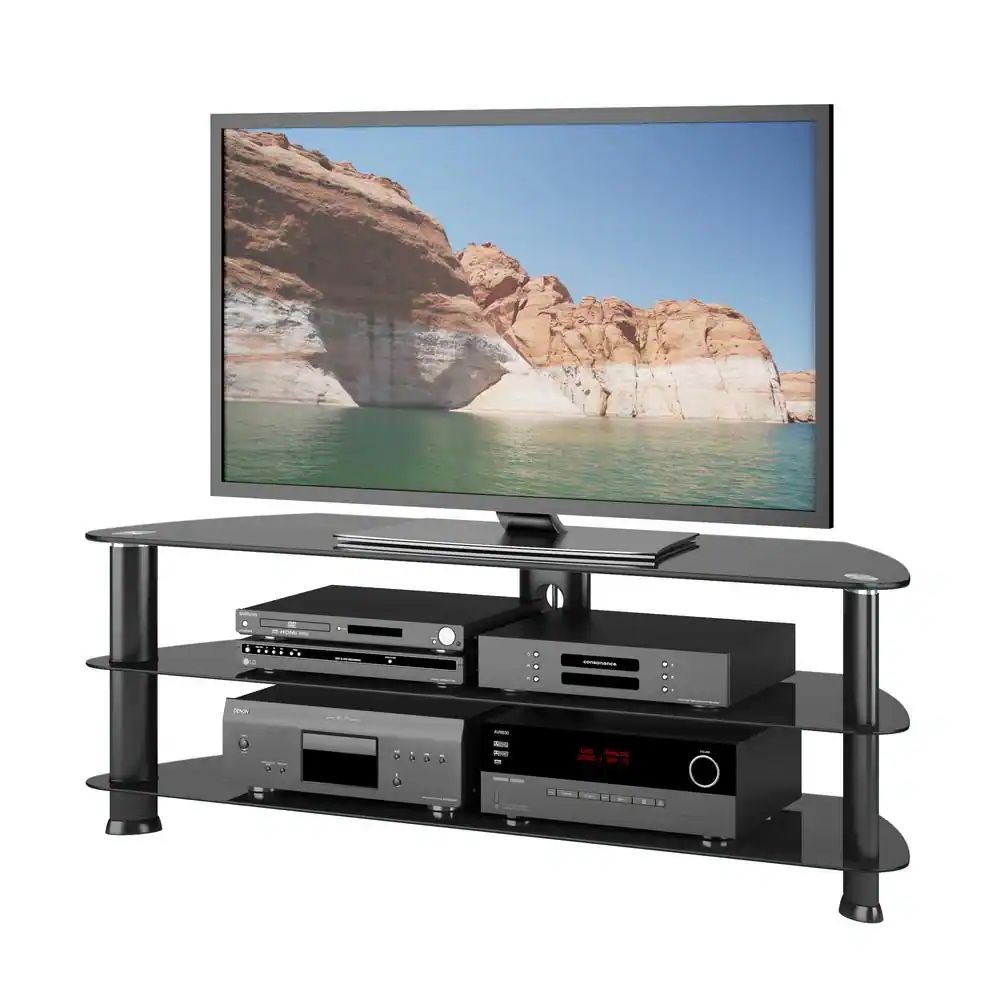 TV Sony Bravia + 39 in. Black Glass TV Stand Fits TVs Up to 55 in. with Open Storage