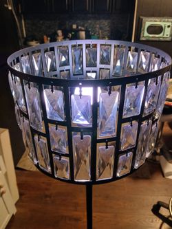 Beautiful Tall Black Floor Lamp w crystal shade & floor switch