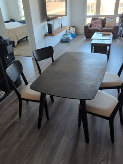 Dark Wood Dining Table with 4 Chairs