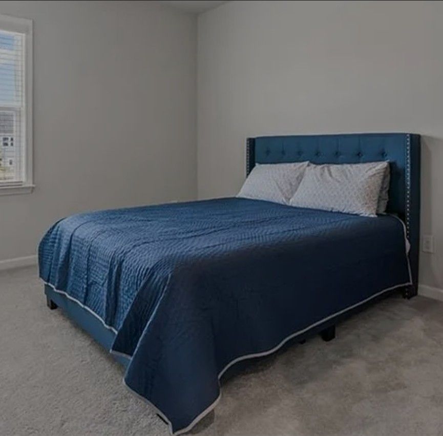 Blue Upholstery Bed w/Headboard