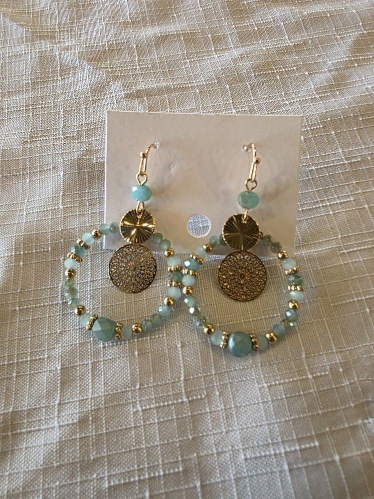 Newly Crafled Gold and Bead Earrings