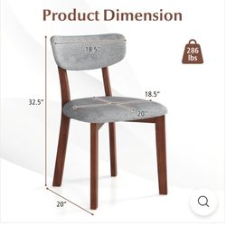 Giantex Wood Dining Chair Set Of 2 Farmhouse Wooden Chairs Cushion Gray JV11608GR