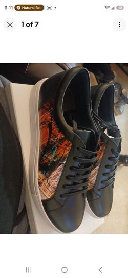 Robert Graham Finish Line Leather Printed Navy Multi Sneakers Size 8.5