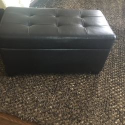 Brown Leather Storage Ottoman