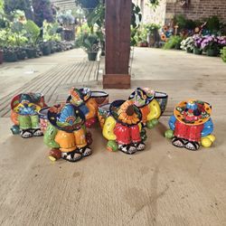 Talavera Siesta Man Clay Pots. Planters. Plants.Pottery $40 Cada Una