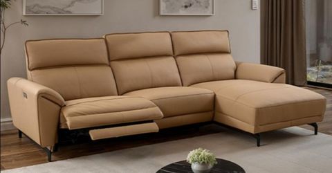 Brand New Brown Top Grain Leather Power Reclining Sectional Sofa