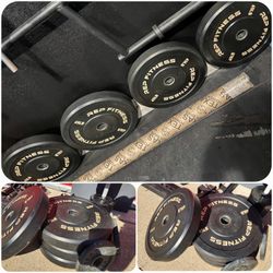 45 BUMPER PLATES - Weight Set 45lb Olympic Bumpers Weights Plate Pairs REP Fitness Home Gym Strength Training Crossfit Weightlifting 45lbs Pounds