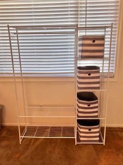 Clothing Racks for Hanging Clothes with Shelves PLUS 4 Cube Bins