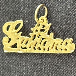 14K Yellow Gold~ # 1 Grandma Charm.  Diamond Cut Accents New !