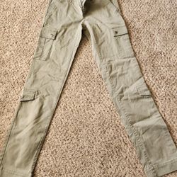 Womens Green Cargo Skinny Pants