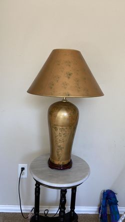 VINTAGE Gold/Brass Table Lamp 26” with Large Matching Shade