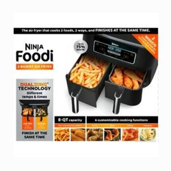 NINJA Foodi 6-in-1 8-Quart 2-Basket Air Fryer with DualZone Technology Air Fry, Roast, and more (Model: DZ100)
