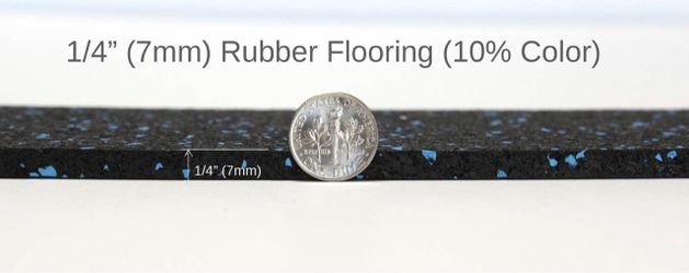 American Floor Mats 1/4in (7mm) Thick 10% Blue/Grey 4' x 9' Heavy Duty Rubber Rolls, Protective Exercise Mats, Home Gym Rubber Flooring