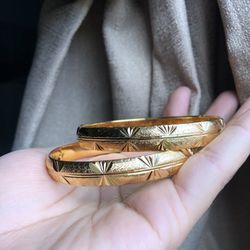 Gold Plated Bangles 8” Openable Adults Jewelry 