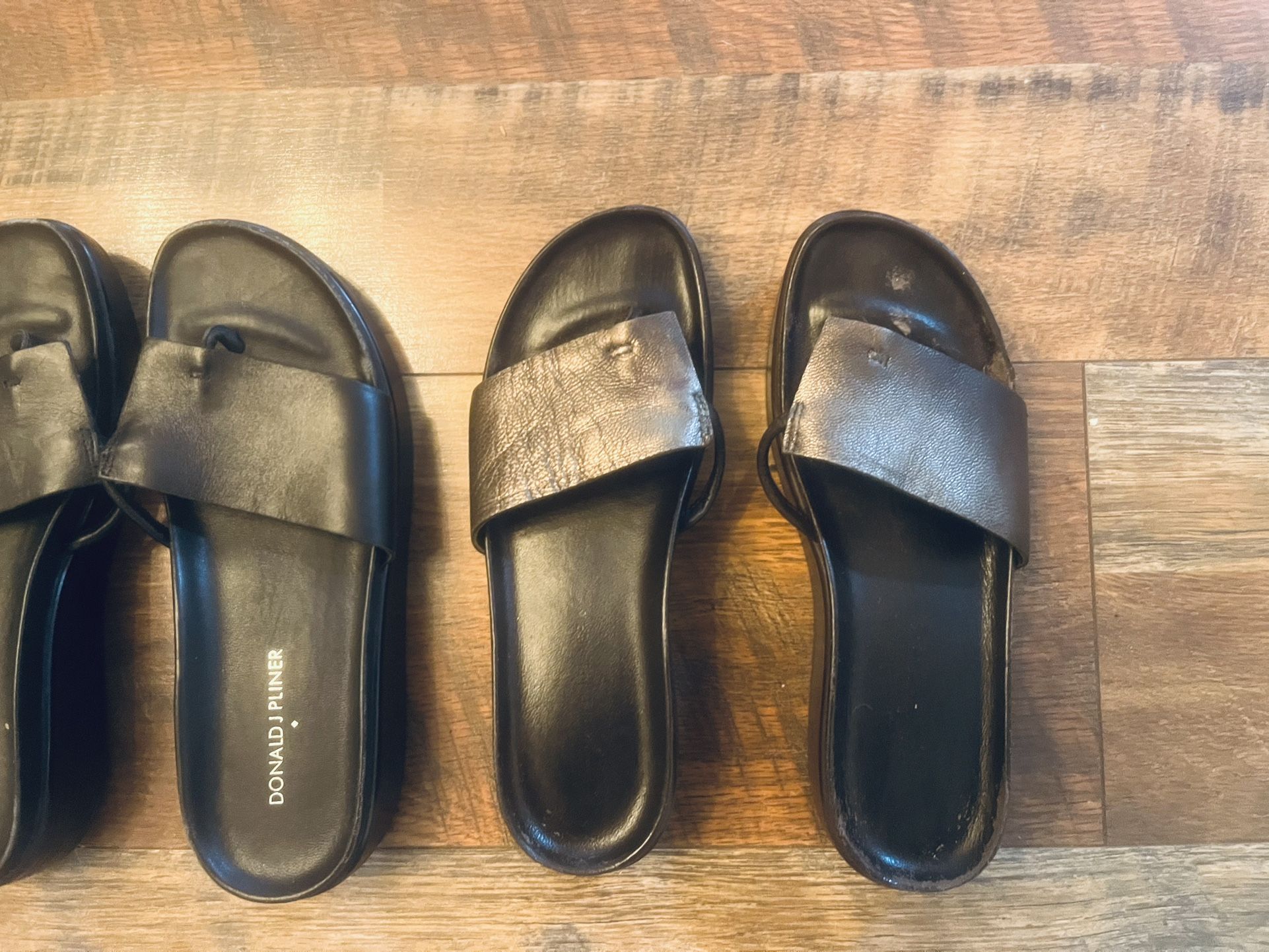 Donald Pliner Fiji Wedge Sandal in Blck Brown or Metallic 7.5