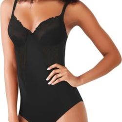 Maidenform Women's Shapewear Tummy Control Bodysuit, 36DD, Black, NEWo