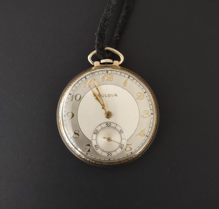 Vintage Bulova 17 Jewel 17AH Pocket Watch 10K RGP Rolled Gold Plate Case