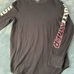 black hollister long sleeve shirt w/ pink  and white designs