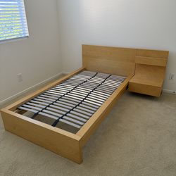 IKEA twin bed frame with slate base and nightstand