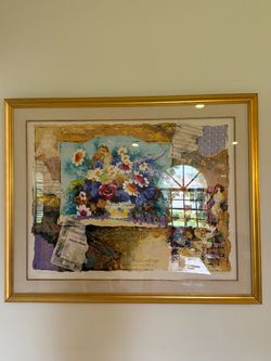 Large Framed Floral Collage Art Print