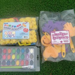 ALL FOR $20   Pack Of: 12 Rollers, 8 Sponges, Set Of Aquarelle Watercolor Paint, For Kids