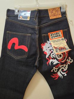 Vintage Evisu Genes Dark Wash Jeans Size 32x34