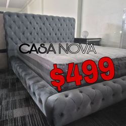 NEW QUEEN BED FRAME AND MATTRESS