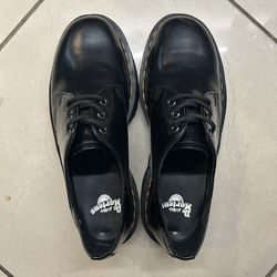 Dr. Martens 1461 Smooth Black Leather Platform Shoes Size 9 Mens (Very Good Condition)