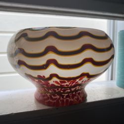 Vintage  Czechoslovakia Glass Vase  With Makers Mark