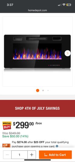 Fireplace / 36in / Heater / Easy Mount