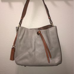 Grey Leather Hobo Bag