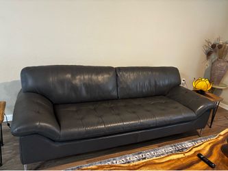 Modern grey leather sofa