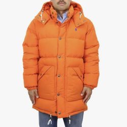 Men's Polo Ralph Lauren Orange Long Down Fill Puffer Coat  Large & 2XL NWT 