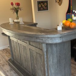 Home Bar 78” Distressed Gray Wood 