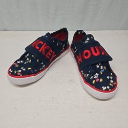 Disney Mickey Mouse Shoes Hook & Loop Size 13/1 Blue Red Canvas Unisex 