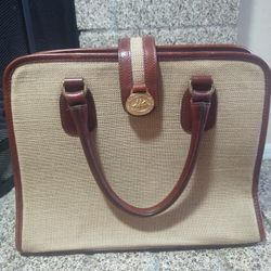 Vintage Brahmin Purse Canvas Leather 