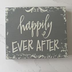 Large Happily Ever After Standing Wood Plaque
