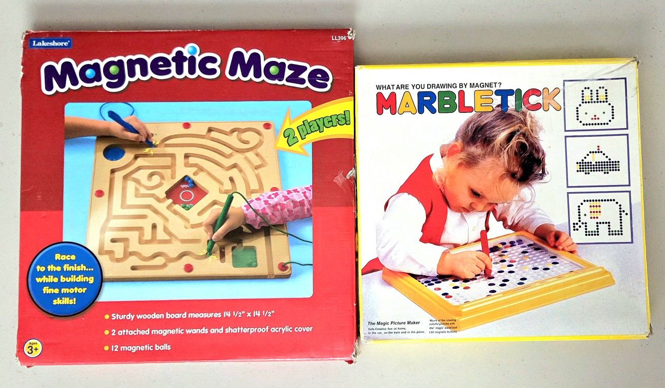 Lakeshore - Race to the Finish! Magnetic Maze AND Magnetic Designer (For 3 - 8 years) - Like New