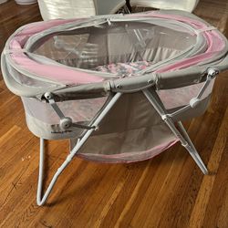 Pink & Grey W/ Canopy Bassinet
