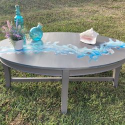 Pretty Cool Modern Coffee Table Grey Pour With Sealant 