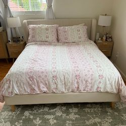 Queen Size Upholstered Bed Frame And Headboard