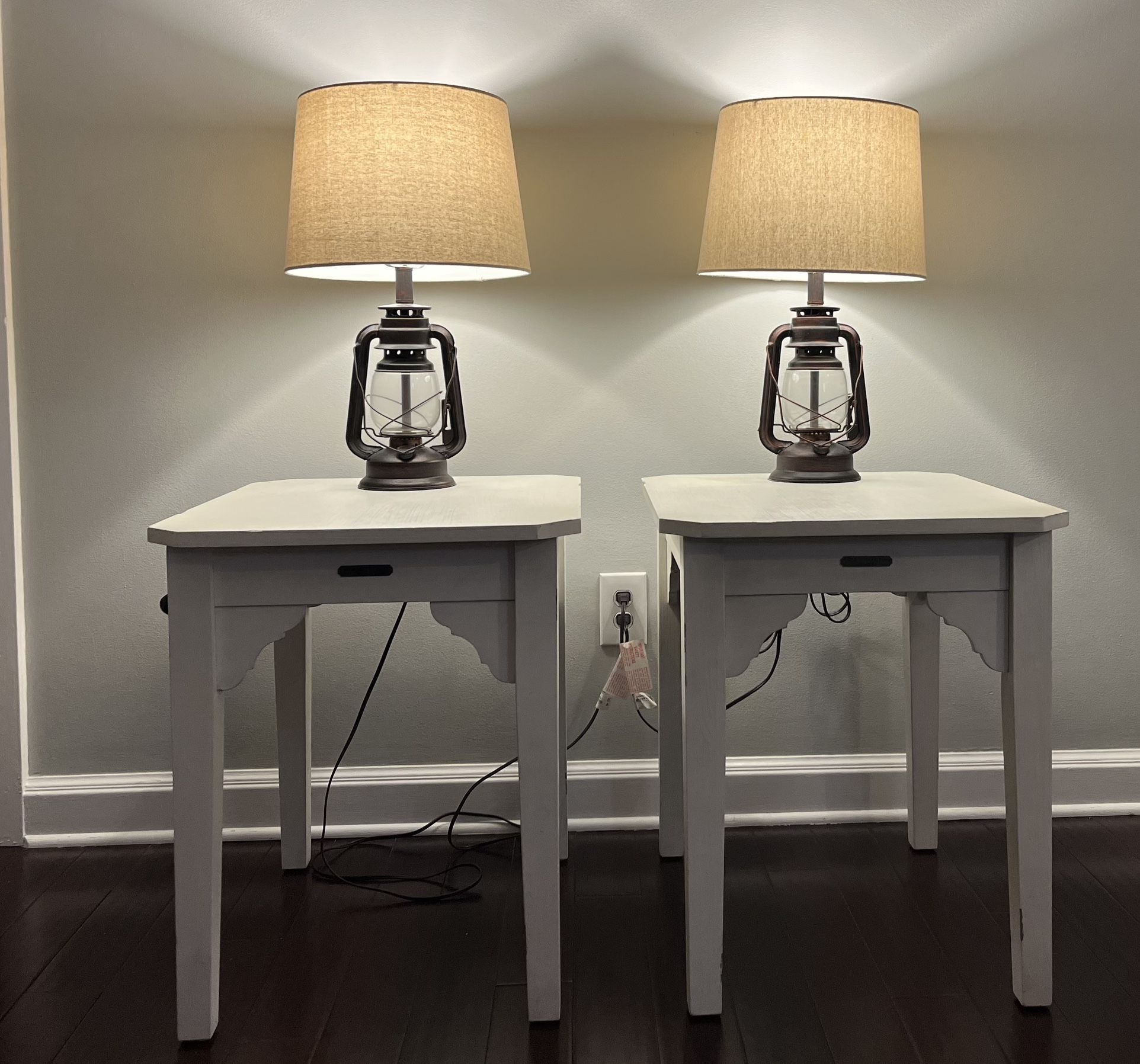 Set Of End Tables And Lamps