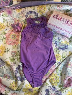 Girls Purple, Dance Leotard With Dancer Box & Accessory