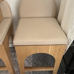 Faux Leather, Swivel, Oak Counter Stools