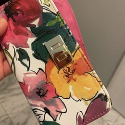 pink floral phone clutch / wristlet - new