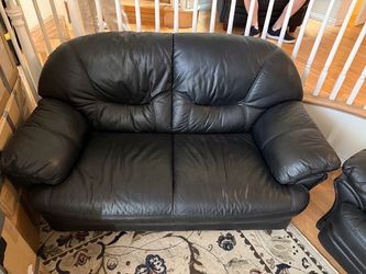 Black Faux Leather Loveseat Sofa