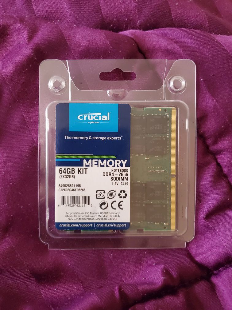 Crucial 64GB Notebook DDR4-2666 SODIMM Memory Kit