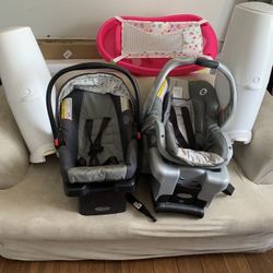 1 Stroller Good Condition Bath for Baby Girl, 2 Diaper   Genie , 2 Car seat With Base Included Graco & Couch in Good Condition 